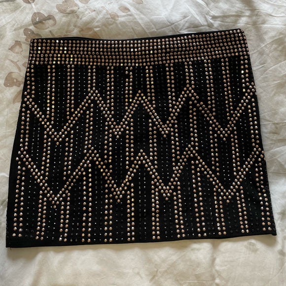Black and Rose Gold Studded Mini Skirt - Picture 3 of 7